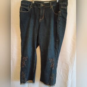 Coldwater Creek Dark Blue Embroidered Jeans Size 18w